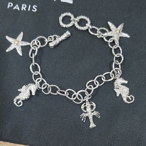 ARTS ELEGANCE Sterling Silver And 14kt Gold Bracelet With Sea Creatures